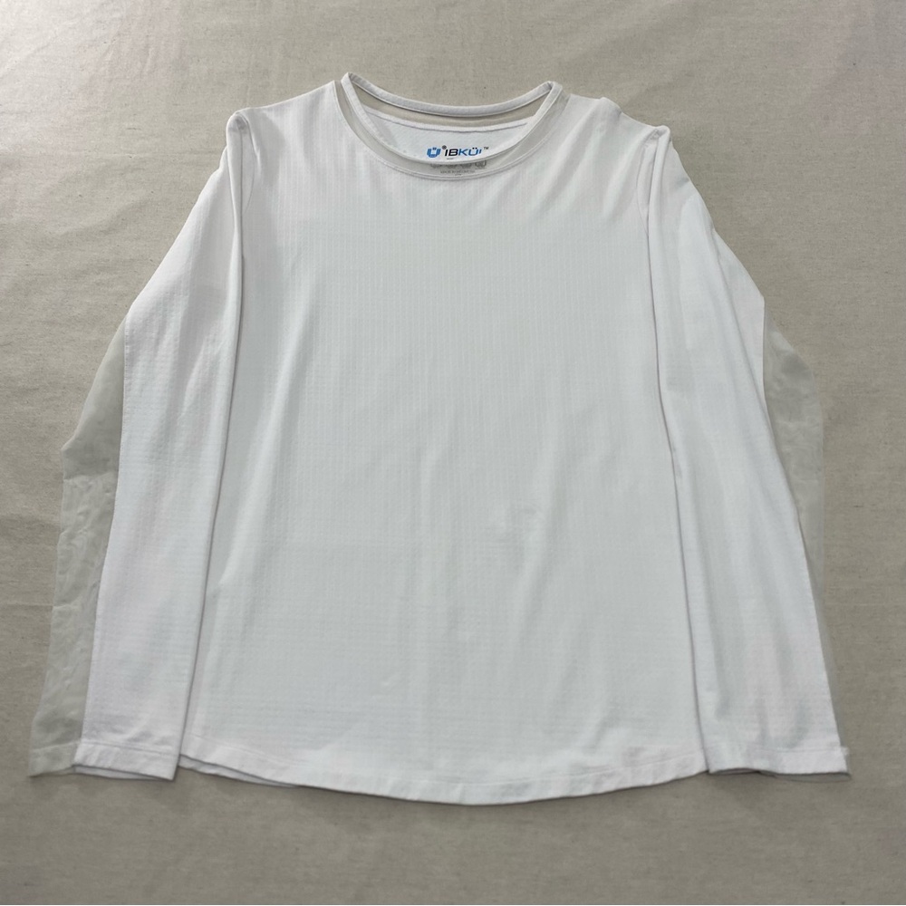 IBKUL Shirt UPF 50+ Long Sleeve Crewneck Mesh Quick Dry Athletic Top White sz XL